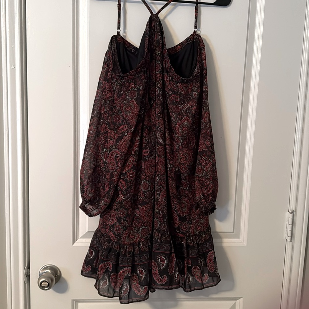AQUA Criss-Cross Off the Shoulder Black/Red Dress, Sz. Small, NWT